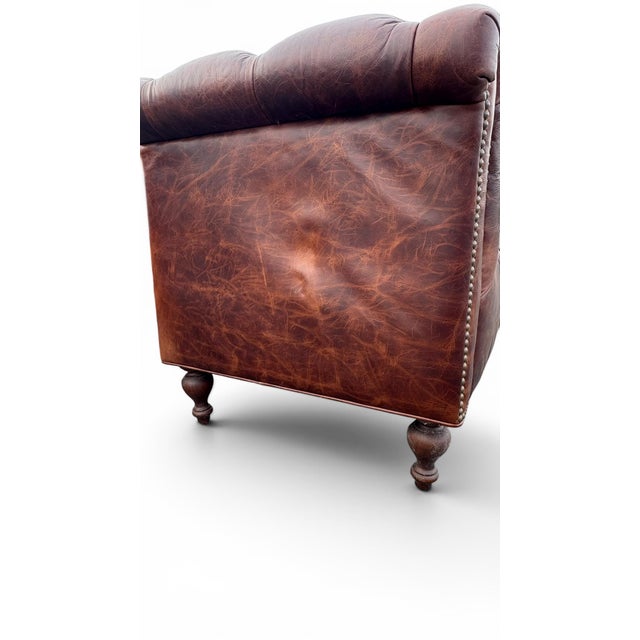 Pair of Chesterfield Leather Slipper Chairs For Sale - Image 4 of 9