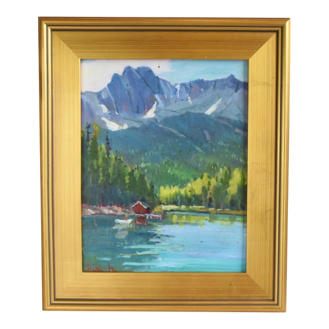 Silvio Silvestri, Listed Artist Lake Mary Mammoth California Landscape Oil Painting Including the Antiqued Gold Wood Frame For Sale