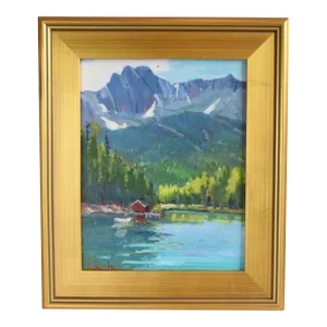 Silvio Silvestri, Listed Artist Lake Mary Mammoth California Landscape Oil Painting Including the Antiqued Gold Wood Frame