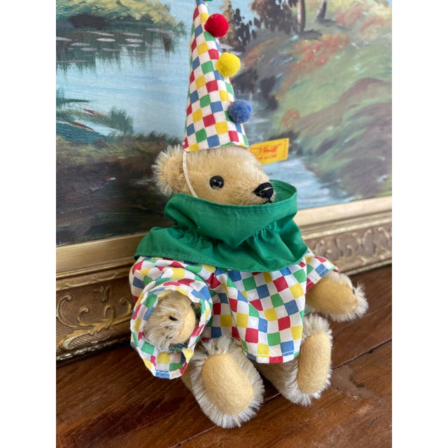 Vintage Steiff Clown Teddy Bear Plush With Original Outfit and Hat, Made in West Germany.. For Sale - Image 10 of 11