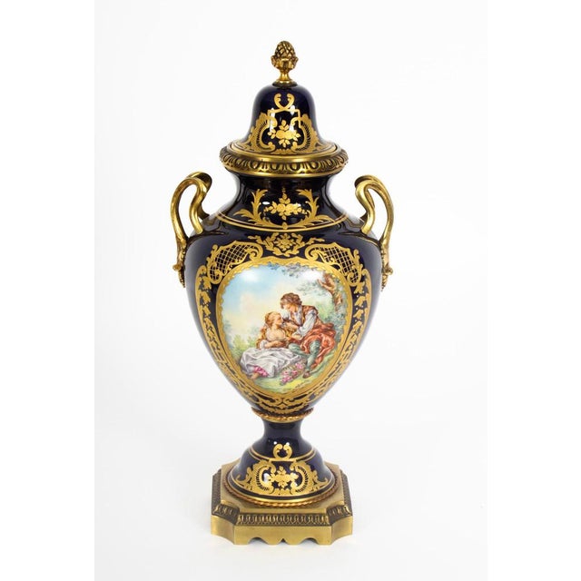 Paris Porcelain & Ormolu Mounted 3 Piece Mantel Set, Early 20th Century, Set of 3 For Sale - Image 9 of 18