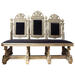 19th Century Venetian Silver Gilt Grotto Seahorse Bench