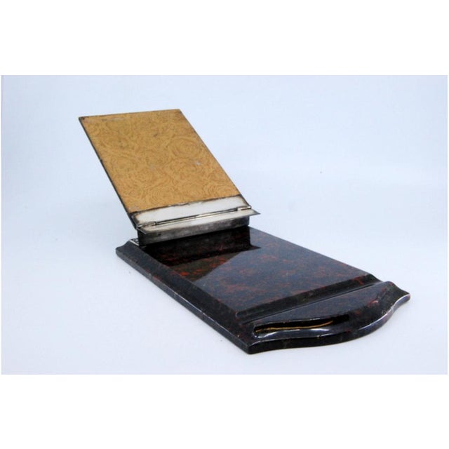 Stone Block Holder with Silver Applications and Snake Wrapped in Roses For Sale - Image 4 of 10