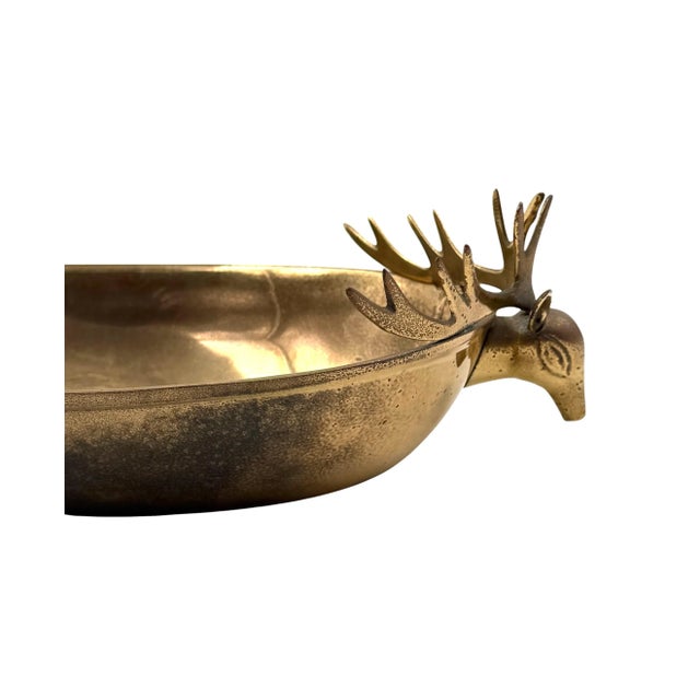 Brass Mid-Century Modern Brass Deers Centerpiece / Bowl, France 1970s For Sale - Image 8 of 17