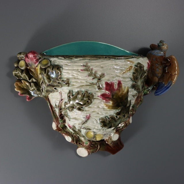 Victorian Wedgwood Majolica Bird on Nest Wall Pocket For Sale - Image 3 of 11