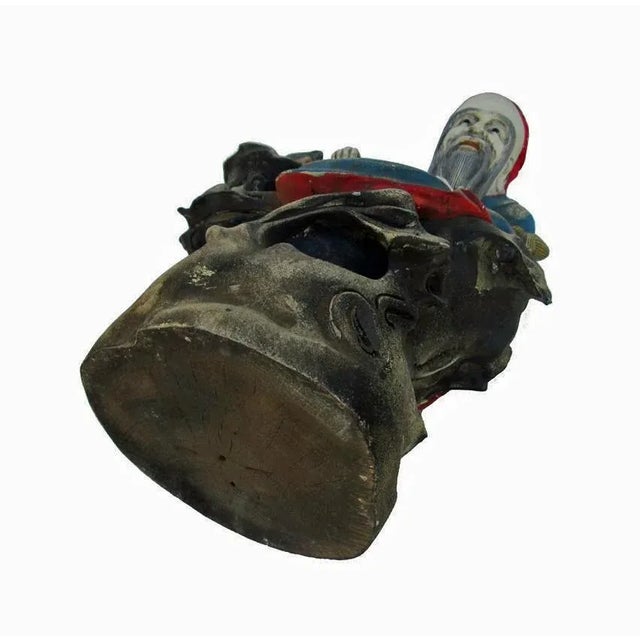 Chinese Hand Carving Camphor Wood Immortal of Longevity Statue For Sale - Image 5 of 6