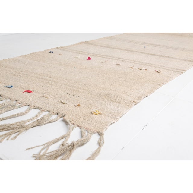 1960s Vintage Off White Hemp Kilim Runner For Sale - Image 5 of 10