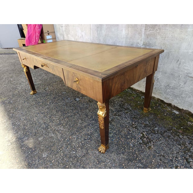 Empire Desk in Bronze and Leather, 1950s For Sale - Image 9 of 18