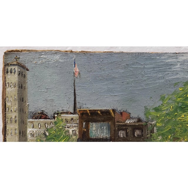 Early 20th Century American City Landscape Oil Painting by F. Haley C.1910 For Sale - Image 4 of 9