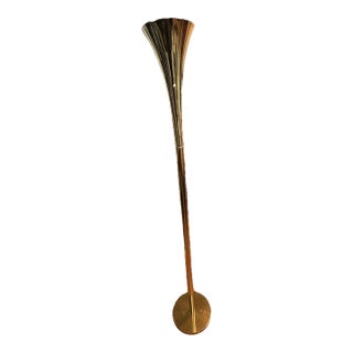 Vintage 1960s Brass Trumpet Laurel Lamp Company Mid-Century Modern Brass Trumpet Torchiere Floor Lamp For Sale