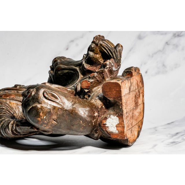 Hand Carved Large Antique Chinese Guanyin Wood Sculpture on Dragon Buddhist Asian Home Decor For Sale - Image 17 of 17