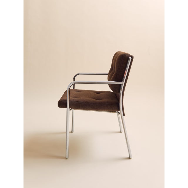 Vintage 1970s Chrome & Burl Wood Mid-Century Armchairs For Sale - Image 4 of 10