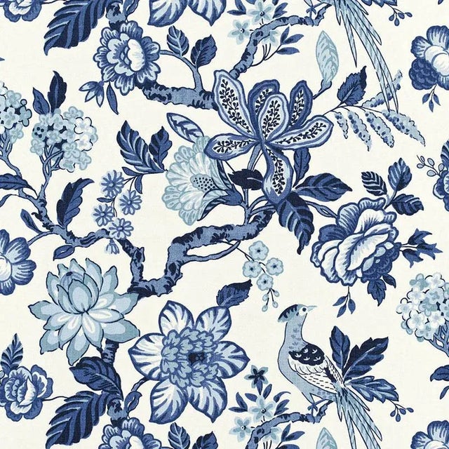 Sample- Schumacher X Timothy Corrigan Huntington Gardens Fabric in Bleu Marine For Sale