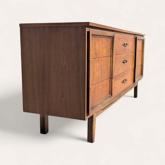 Late 20th Century L.A. Period Furniture Nine-Drawer Walnut Dresser For Sale - Image 12 of 18