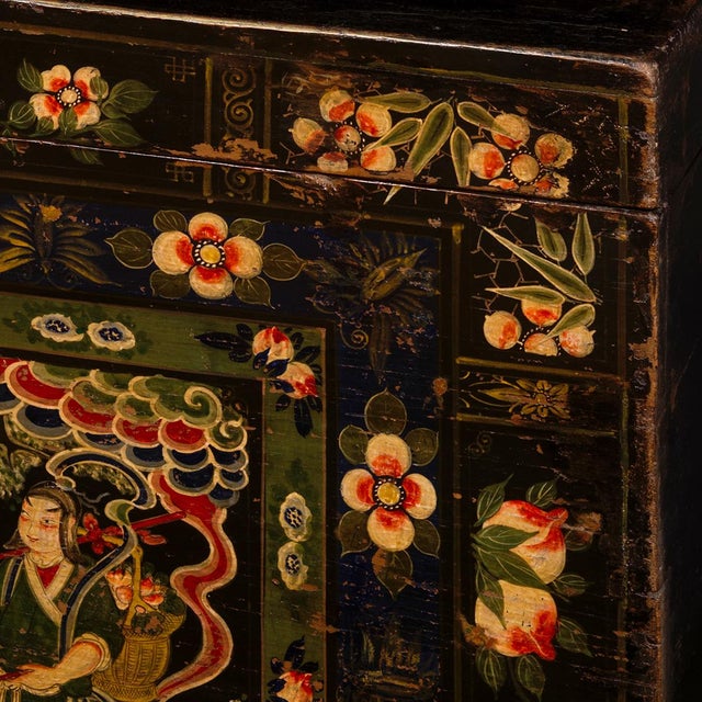 Wood Chinese Black Painted Opera Chest, 1890s For Sale - Image 7 of 9