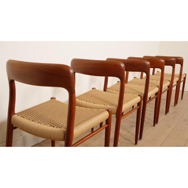 Vintage Model 75 Dining Chairs in Teak by Niels Otto Moller for J.L. Møllers, 1960s, Set of 6 For Sale - Image 17 of 18
