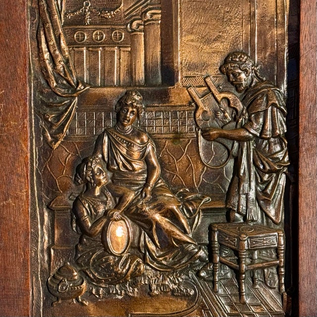 19th Century 19th-Century Neoclassical Metal Relief Plaques in Antique Wood Frames, Pair For Sale - Image 5 of 9