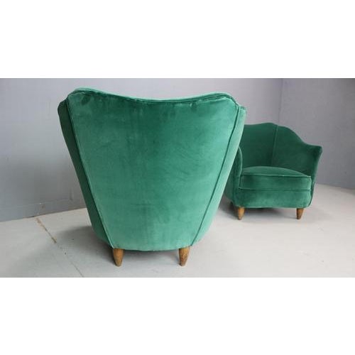 Wood Velvet Armchairs in the style of Gio Ponti, Italy, 1940s, Set of 2 For Sale - Image 7 of 18