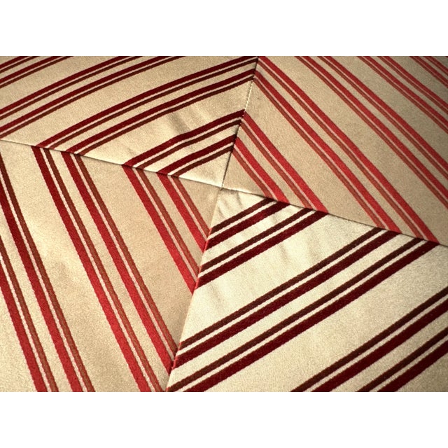 Traditional Large Vintage Taffeta Pillow Stripe and Square Pattern For Sale - Image 3 of 6