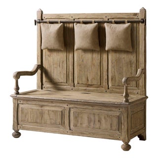Rustic Farmhouse Hall Bench with Storage For Sale