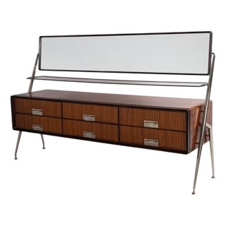 Chest of Drawers in Rosewood and Burnished Brass by Silvio Cavatorta For Sale