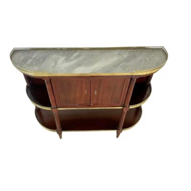 French French Mahogany Buffet With Marble Top and Brass Gallery For Sale - Image 3 of 17