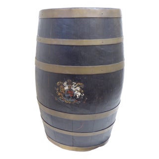 Antique English Brass Bound Barrel For Sale
