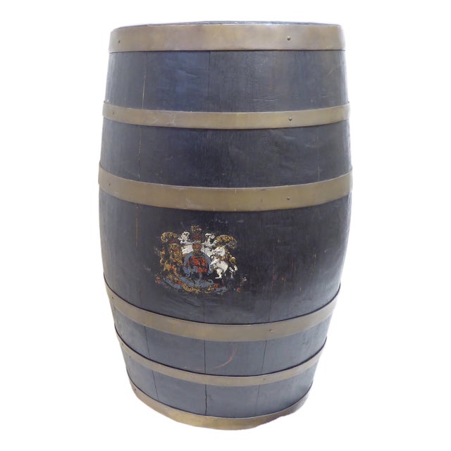 Antique English Brass Bound Barrel For Sale