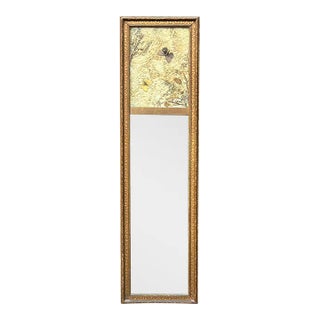 Antique Narrow Trumeau Wall Mirror With Natural Butterflies and Foliage For Sale