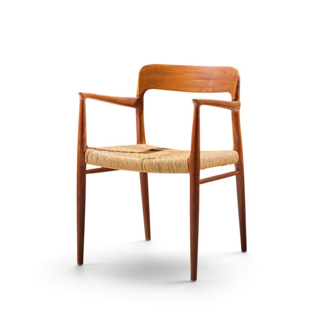 Niels Moller Model 57 Mid Century Danish Teak and Rope Captains Dining Chairs - Pair For Sale In Chicago - Image 6 of 13