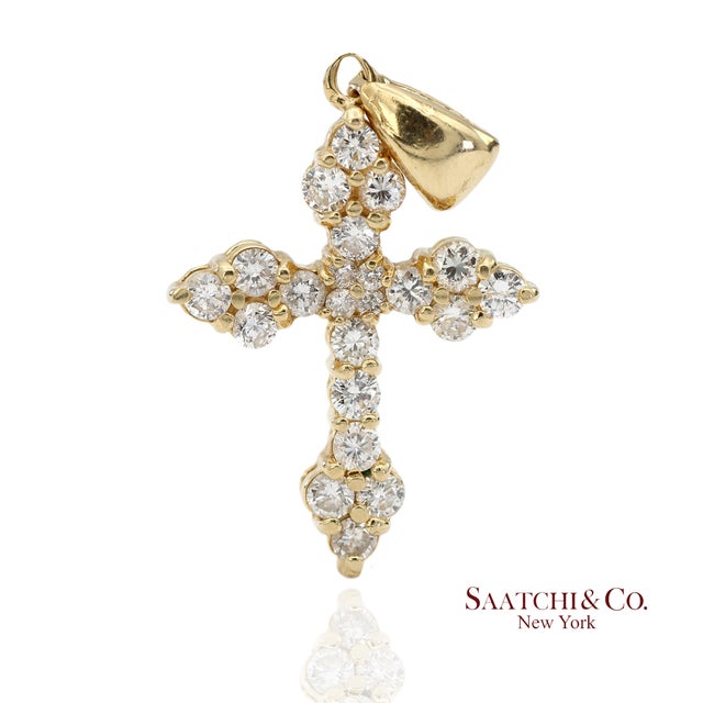 14K Yellow Gold Natural Diamond Cross Pendant Necklace Metal Type: 14k Solid Yellow Gold Total Item Weight: 3.3 Grams...