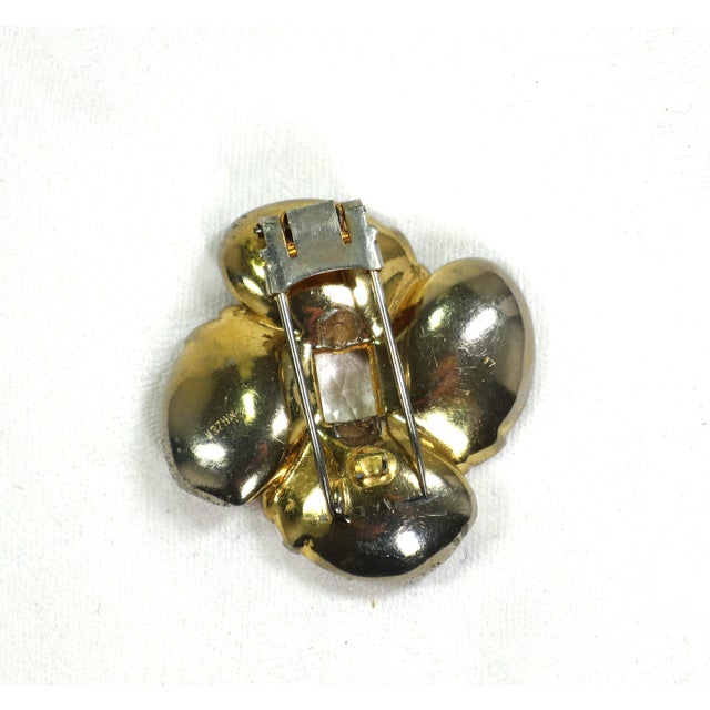 Vintage 1940s Designer Mazer Gold & Crystal Fur Clip Brooch For Sale In Orlando - Image 6 of 7