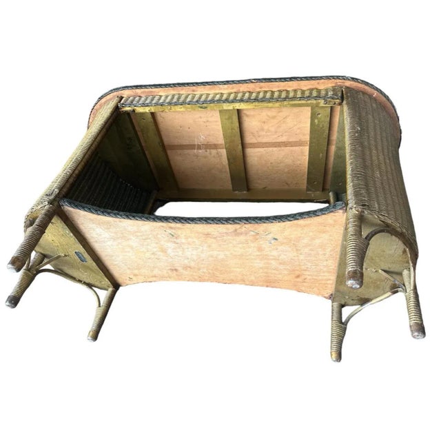 1920s Antique 1920s Lloyd Loom Wicker and Cherry or Walnut Console Table For Sale - Image 5 of 7