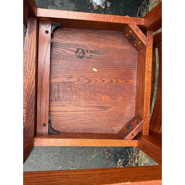 Farmhouse Late 20th Century Art & Craft Style Mission Oak Dining Chairs For Sale - Image 3 of 16