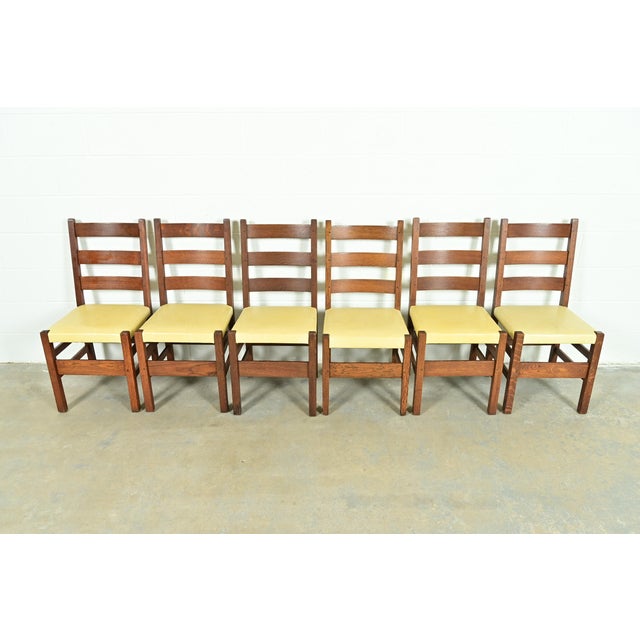 Stickley Gustav Stickley Antique Mission Oak Arts & Crafts Ladder Back Dining Chairs, Set of Six For Sale - Image 4 of 13
