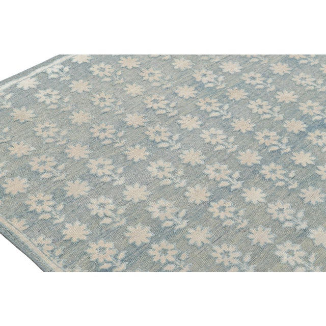 Rug & Kilim’s Modern Block Print Runner Rug in Blue with White Floral Patterns - 3x10 For Sale In New York - Image 6 of 7