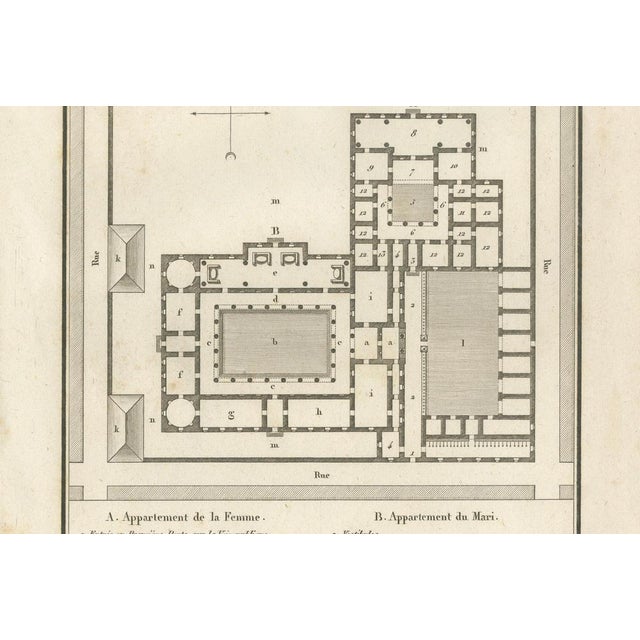 Paper Ancient Greek House Architectural Plan in the style of Vitruvius for Tardieu, 1825 For Sale - Image 7 of 9