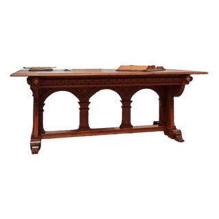 Neo-Gothic Carved Oak Extendable Table For Sale
