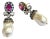 Bochic "Orient" Vintage Ruby, Topaz & White Pearls Earrings Set 18K Gold & Silver For Sale