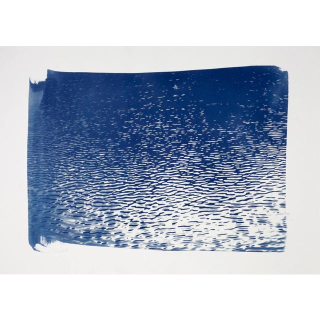 Blue Lake Ripples, Large (100x70cm) Handprinted Cyanotype on Watercolor Paper, Limited Edition For Sale