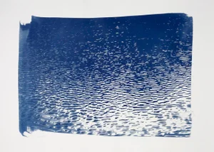 Blue Lake Ripples, Large (100x70cm) Handprinted Cyanotype on Watercolor Paper, Limited Edition