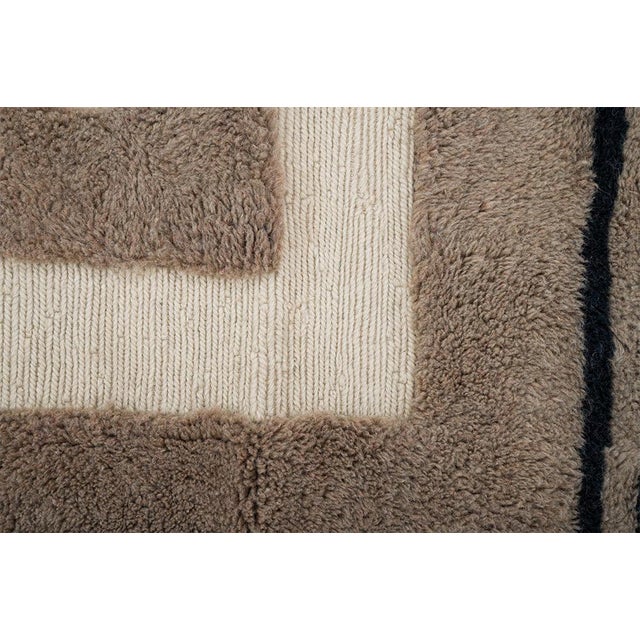 2020s Angular Geometric Key-Line Hand-Knotted Wool Rug | 9'10" X 6'9" | One of a Kind For Sale - Image 5 of 9