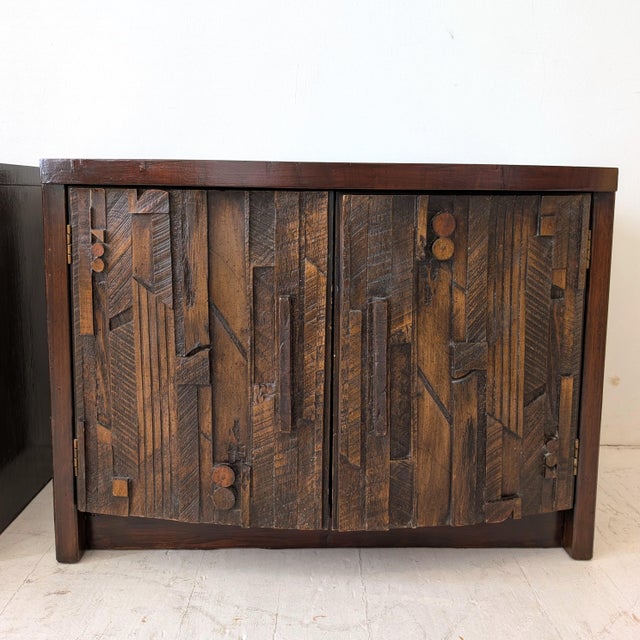 Mid-Century Brutalist Pueblo Cabinets, Usa, 1970s, Set of 2 For Sale - Image 4 of 14