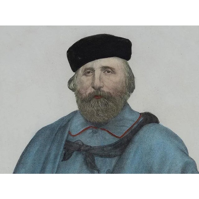 Portrait of Garibaldi is a modern work realized in 19th century by. Anonymous artist. MIxed colored lithograph. Good...