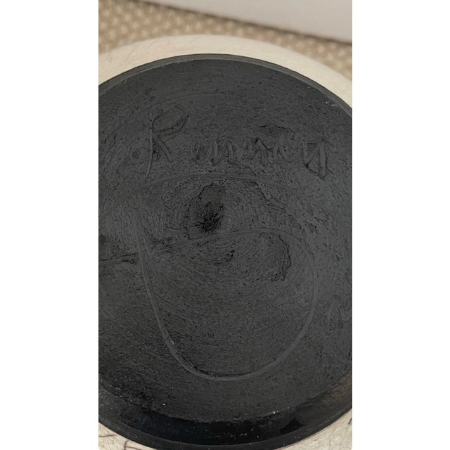 Ceramic Vintage Studio Pottery Raku Vase Signed Crackle Glaze Black White 9” For Sale - Image 7 of 7