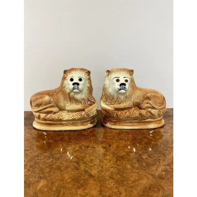 Antique Victorian Staffordshire Lions, 1880, Set of 2, Set of 2 For Sale - Image 4 of 6