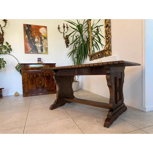 Brown Historicism Style Desk, 1920s For Sale - Image 8 of 12