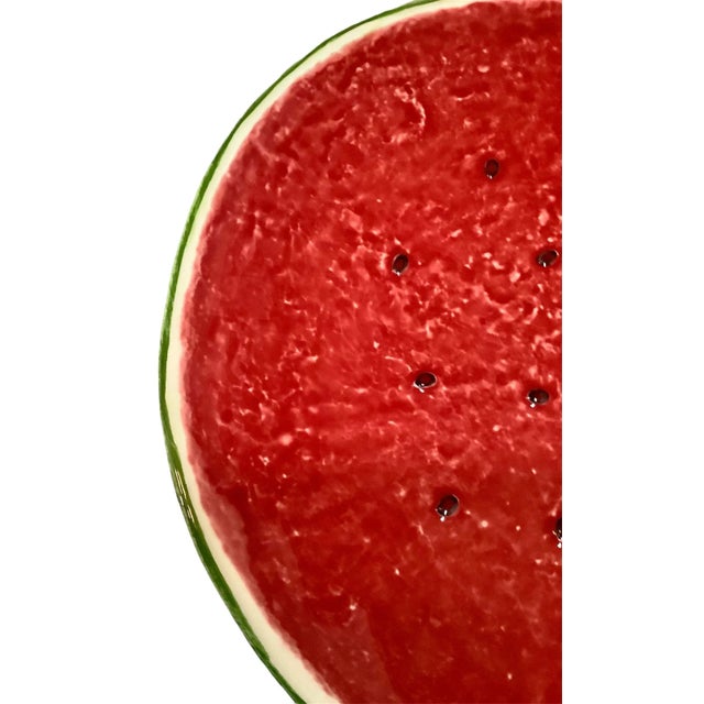 Bordallo Pinheiro Charger Plate Watermelon Ceramic Large Tray Serving Salad Red Green 12 Inch For Sale - Image 9 of 17