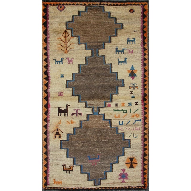 Vintage Gabbeh Rug With Tribal Design of Medallions and Tribal Figures For Sale - Image 10 of 10