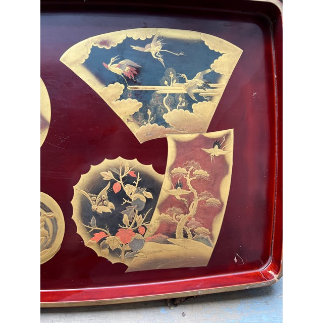Antique Large Scale Japanese Lacquer & Gilt Decorated Tray For Sale - Image 11 of 11
